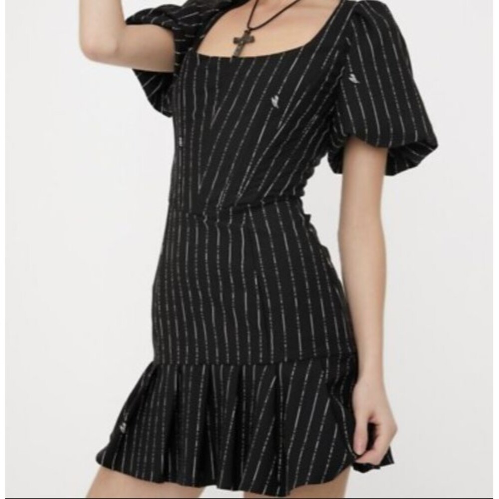 I.AM.GIA Chelsey Dress Revolve Mini Black Pinstripe Boning Corset NWT - Small